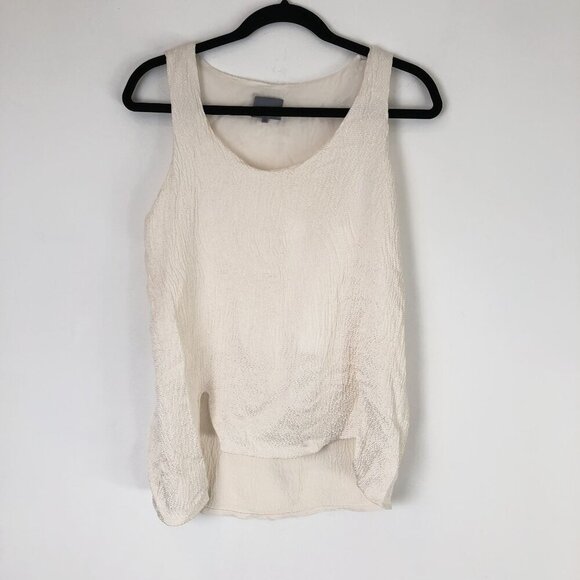 Maiyet Ivory Textured Silk Sleeveless Blouse Top Size 36 Lagenlook - Picture 1 of 6